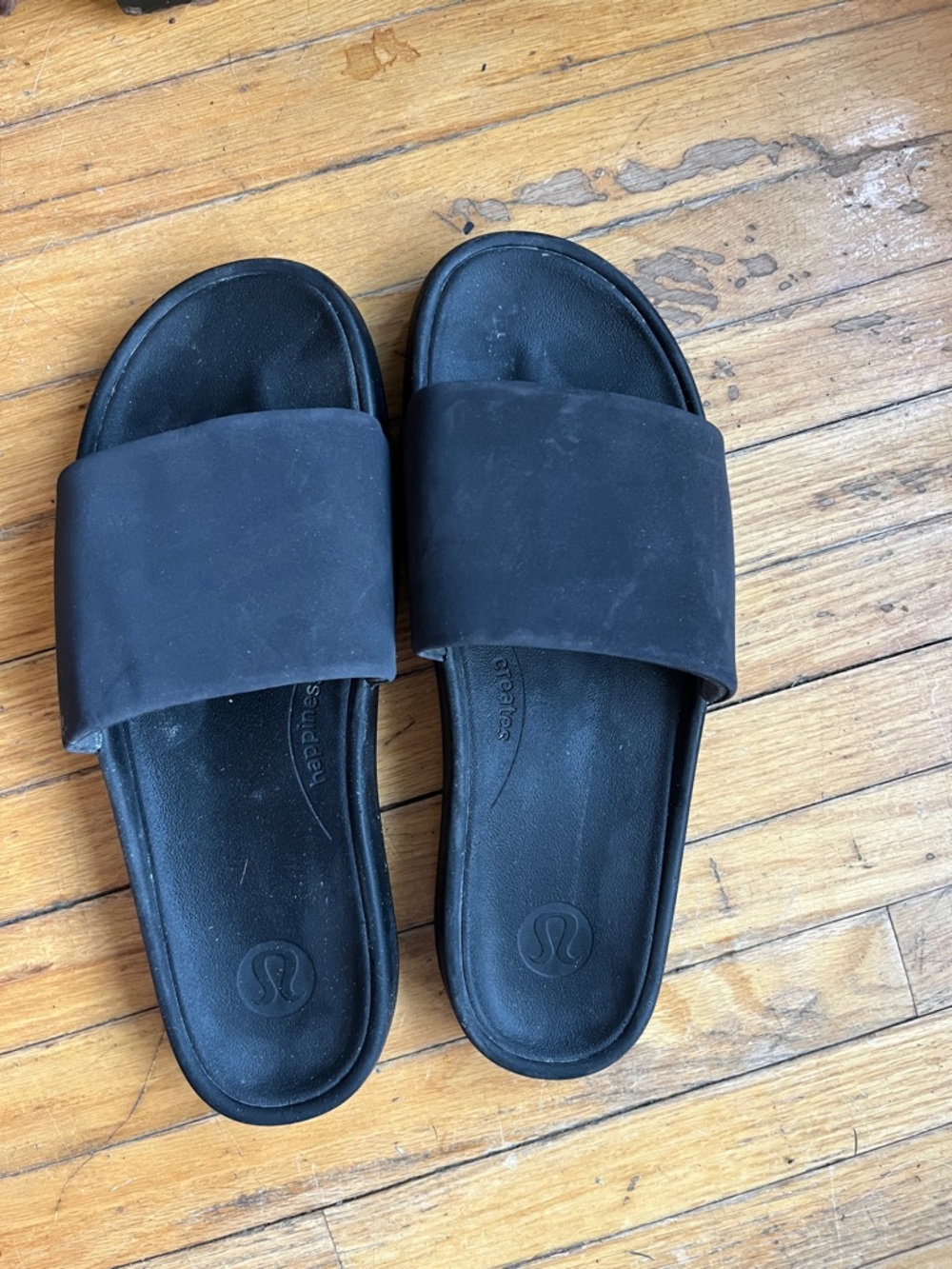 lululemon athletica Black Slide Sandals with Logo